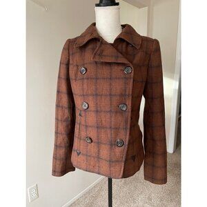 Brown & Black Outback Plaid Blazer Grunge Double Breasted Vintage Sz Small NWT